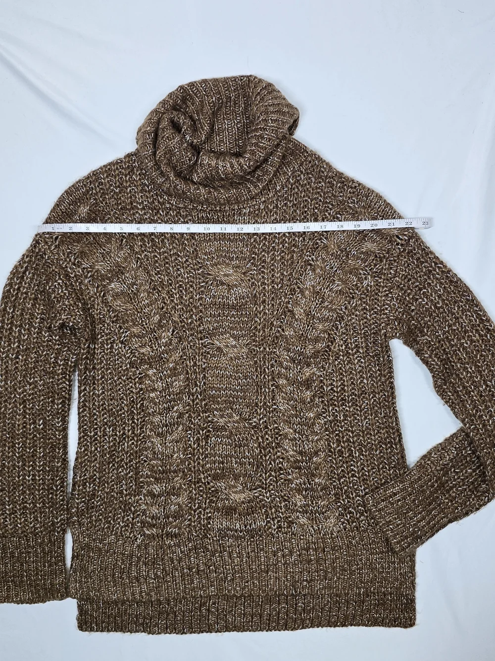 Universal Thread Brown Marled Chunky Cable Knit Cowl Neck Sweater Medium - Picture 4 of 9